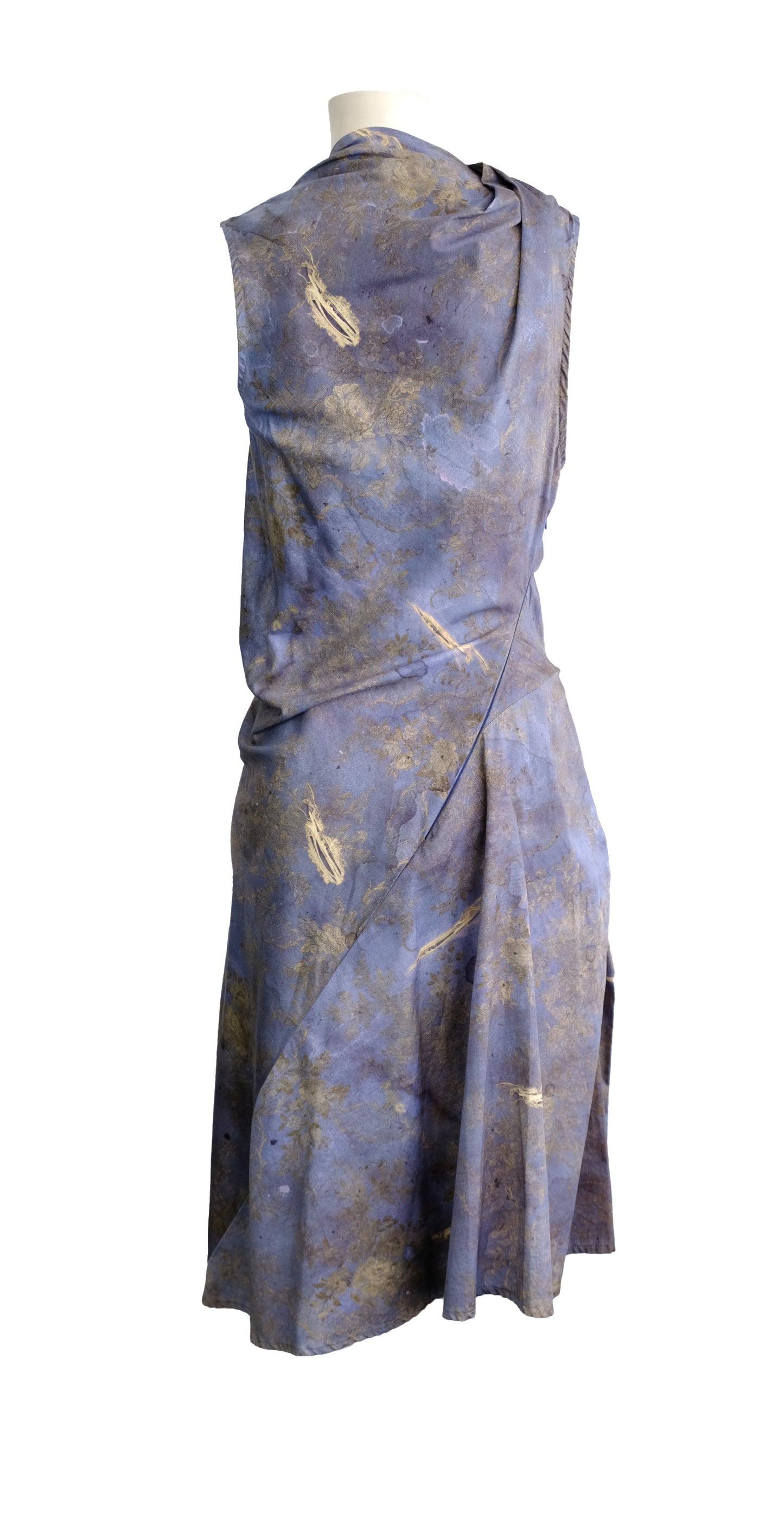 Vivienne Westwood Sleeveless Drape Dress in Blue and Gold Damask Print, UK12