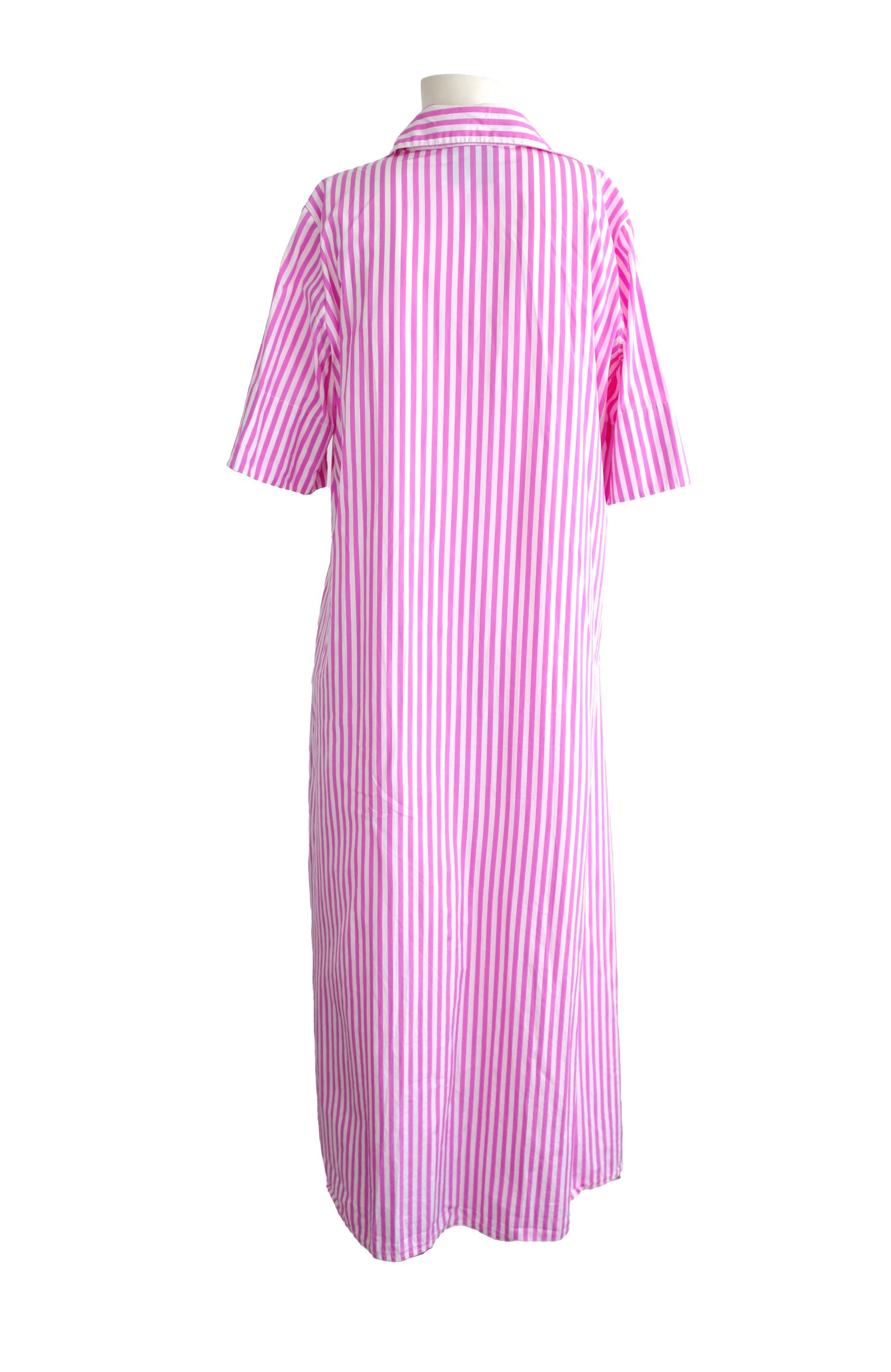 Evi Grintela Pink Candy Stripe Summer Shirt Dress, L