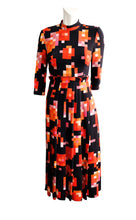 Marni Pleated Dress in Graphic Pixel Print, UK8