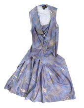 Vivienne Westwood Sleeveless Drape Dress in Blue and Gold Damask Print, UK12