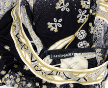 Leonard Paris Vintage Top in Black, White and Gold Silk, UK10