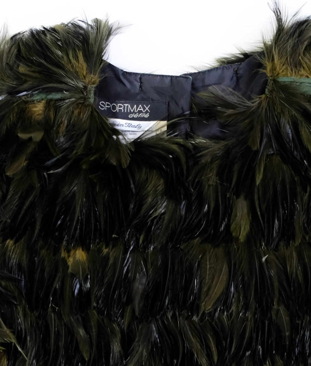Max Mara Sleeveless Top in Green Feathers, UK10