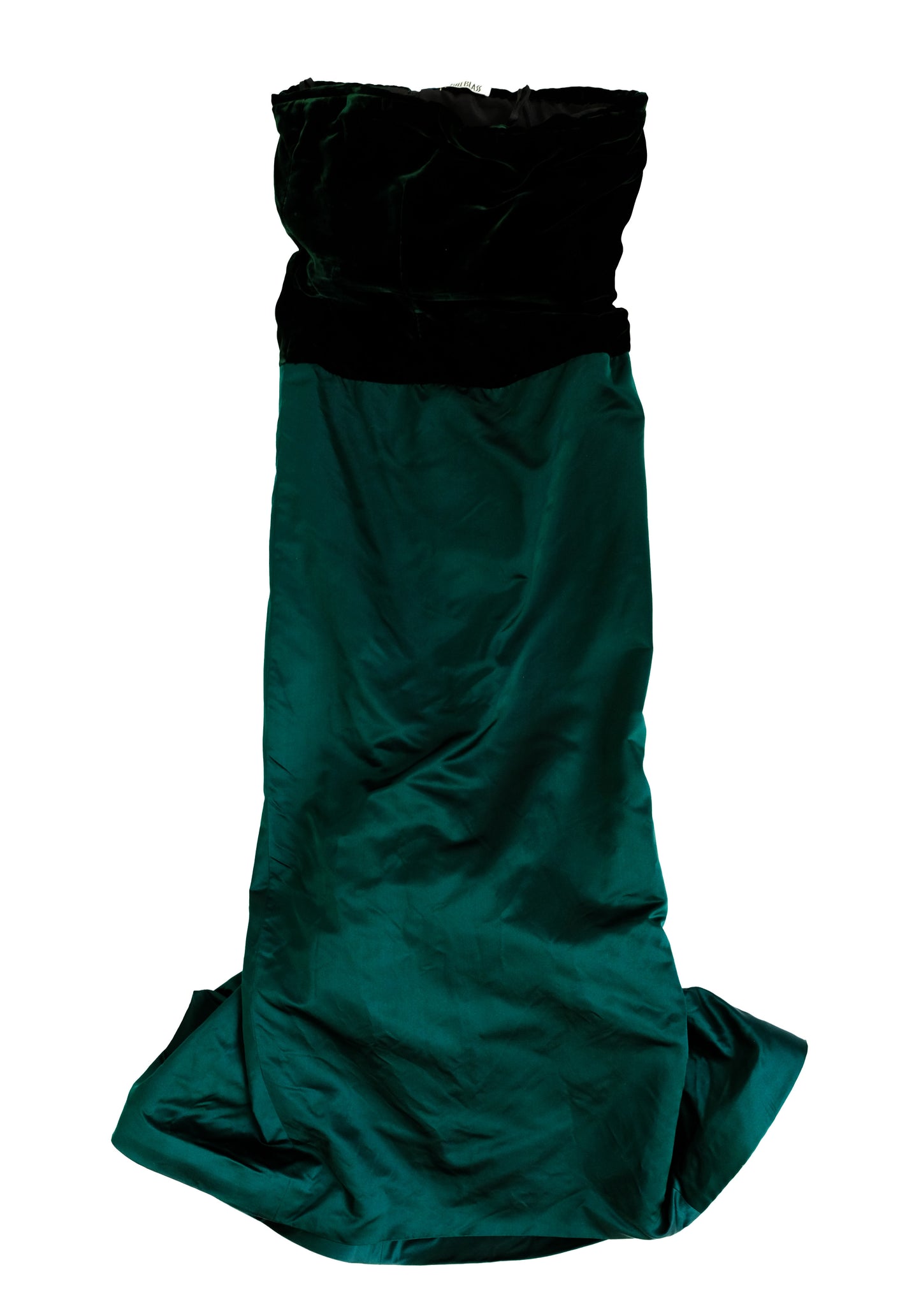 Bill Blass Evening Dress in Green Velvet & Silk, UK8