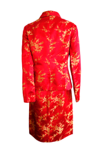 Handmade Vintage Skirt Suit in Red and Gold Chinese Silk, UK10
