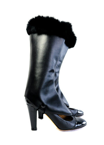 1960s Vintage Faux Leather and Fur Gaiters