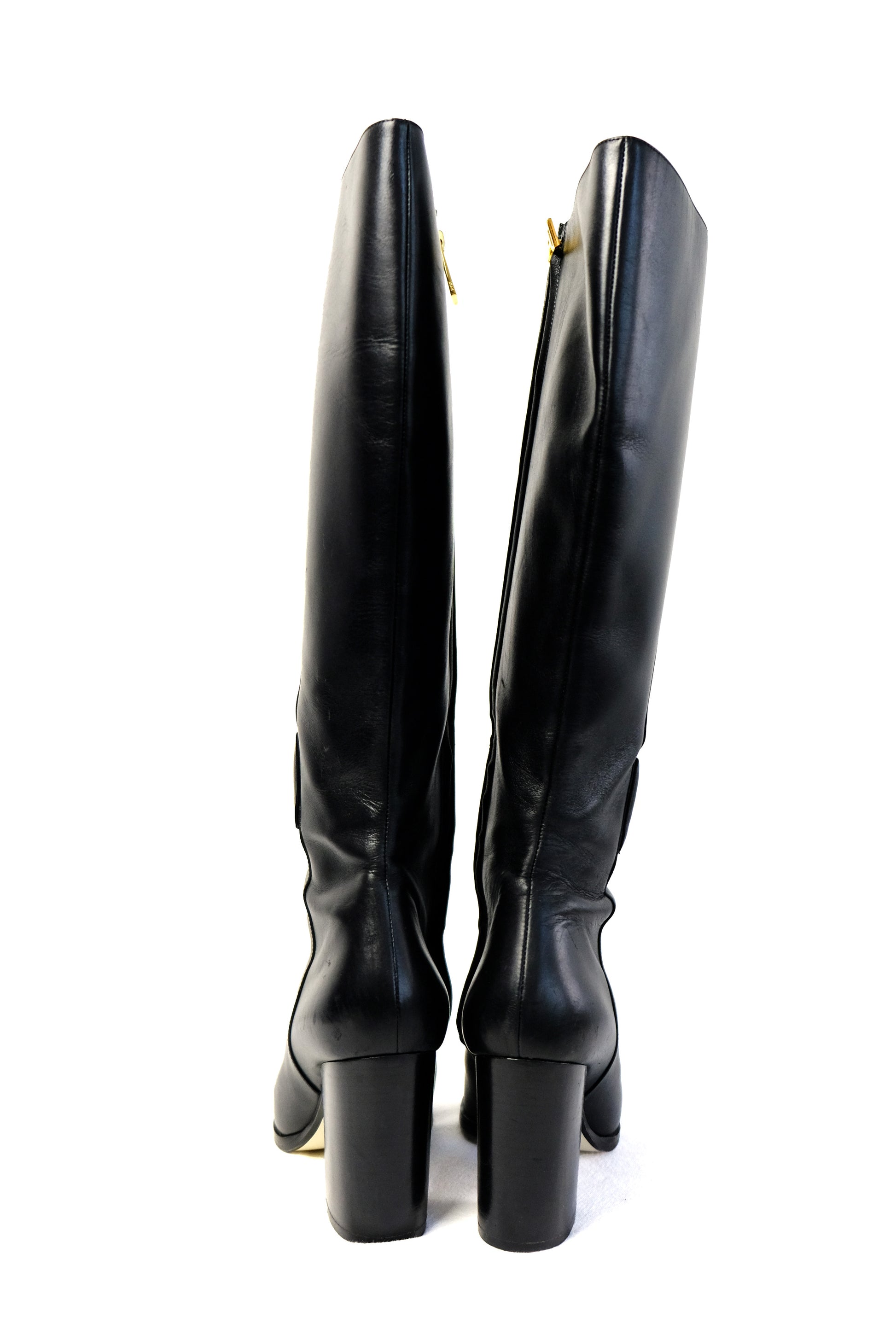 Loewe Black Leather Knee Boots, EU40