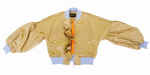 Stine Goya Gold Satin Bomber Jacket with Frill, M