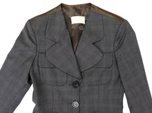 Margiela Tailored Jacket in Grey Check Wool with Curved Lapels, UK12