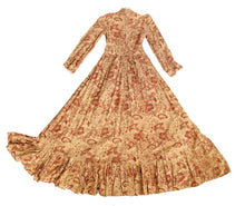 Laura Ashley 1970s Vintage Prairie Maxi Dress, Pale Brown Floral, Small