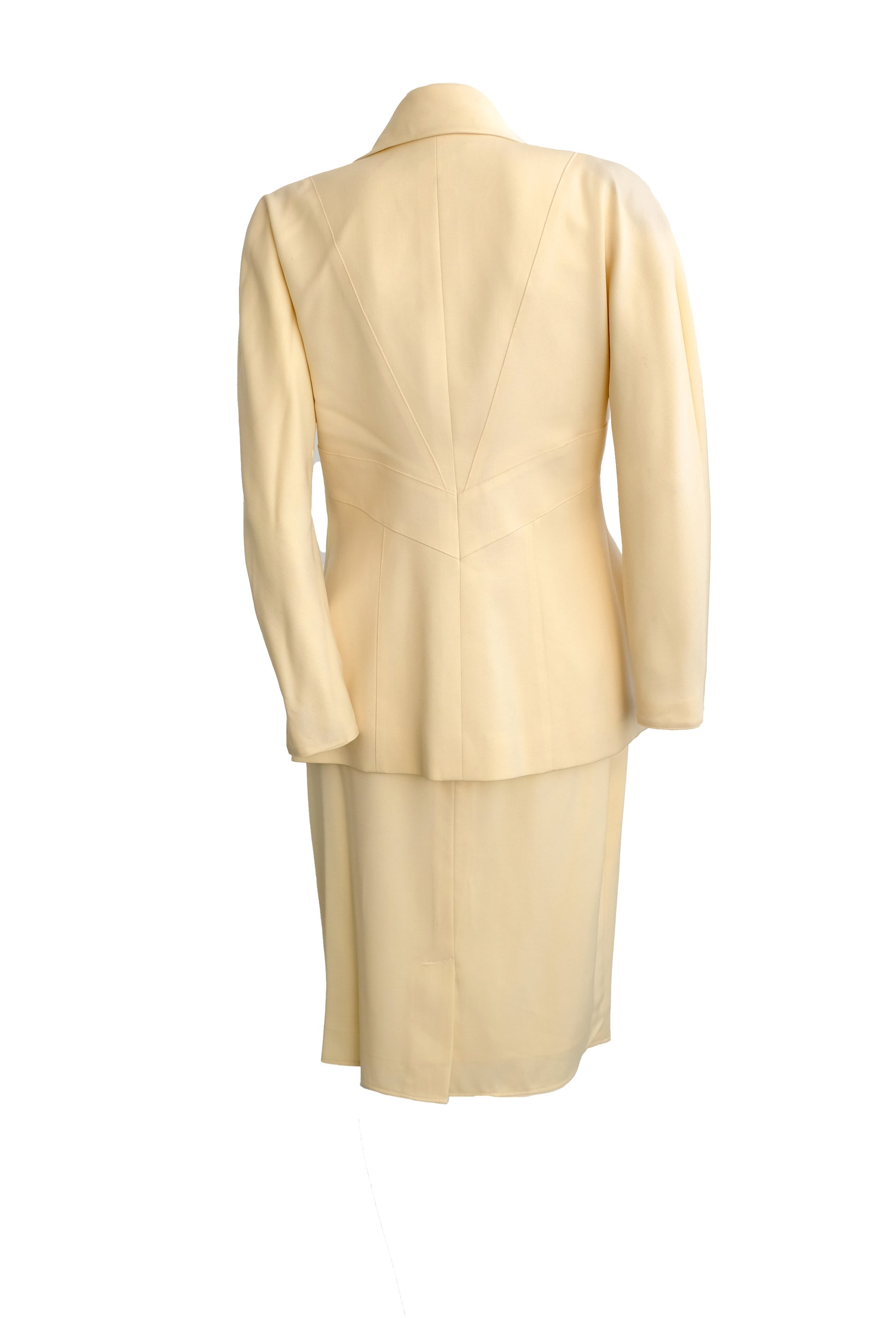 Karl Lagerfeld 1990s Vintage Skirt Suit in Cream Wool, UK10-12