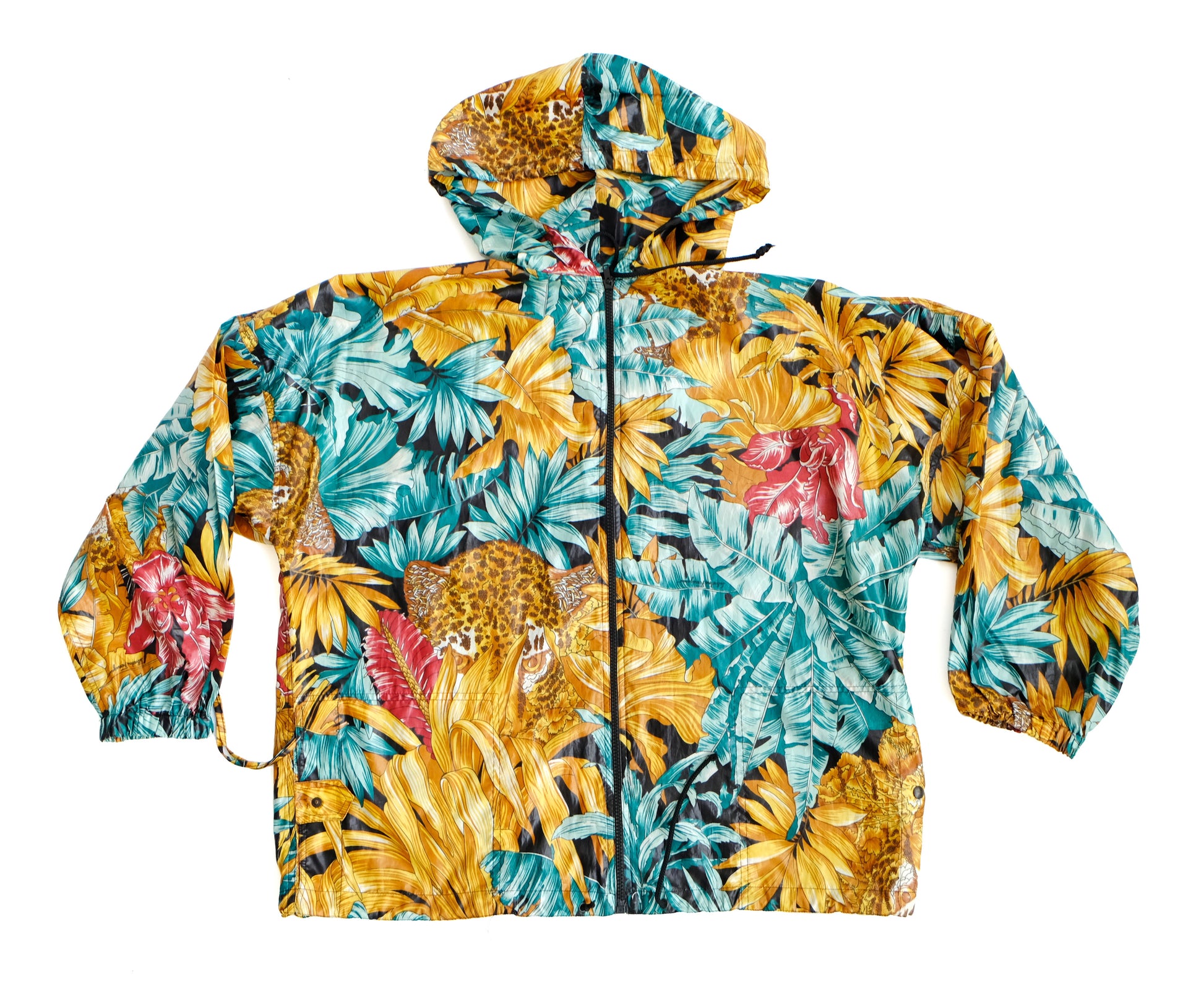 Salvatore Ferragamo Vintage Hooded Blouson Jacket in Jungle Print, M