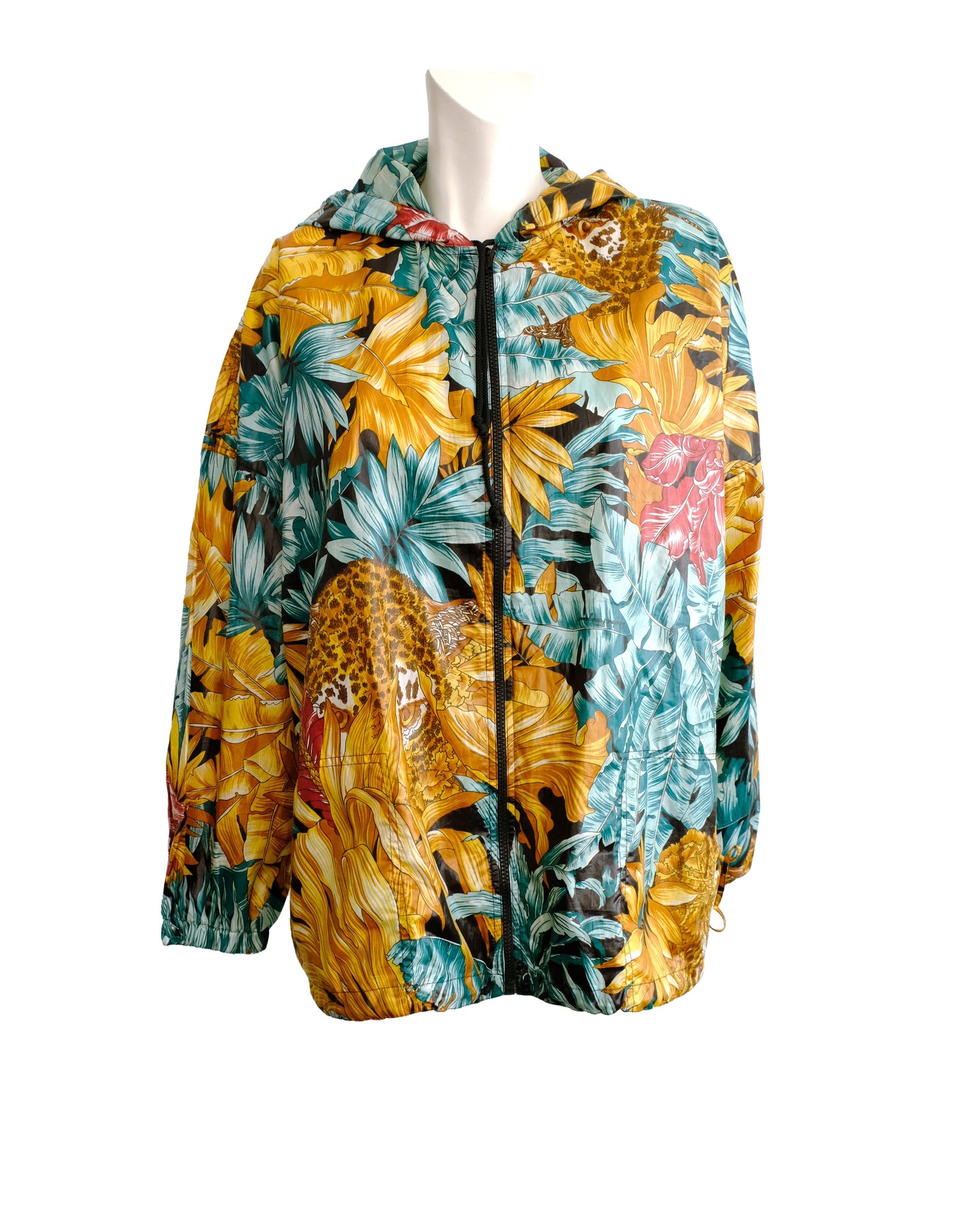 Salvatore Ferragamo Vintage Hooded Blouson Jacket in Jungle Print, M