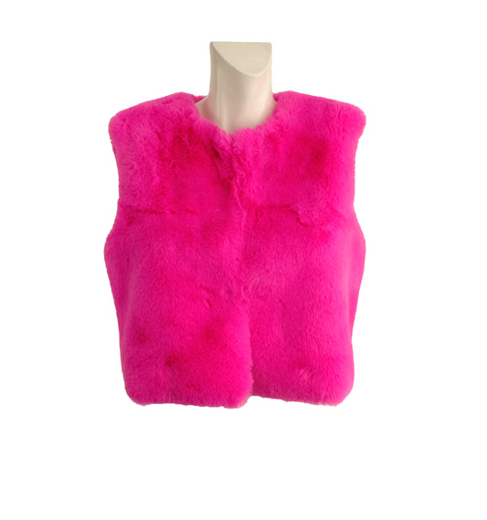 Nooki Waistcoat in Shocking Pink Faux Fur, Small