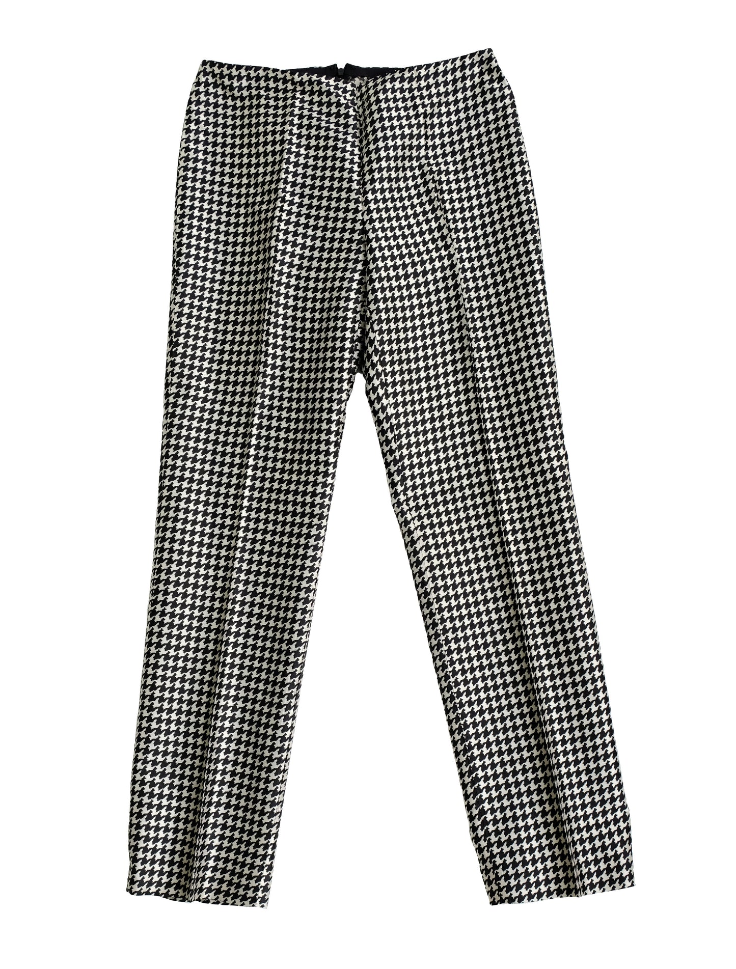 Ralph Lauren Straight Leg Trousers in Silk Pied de Poule, UK10-12
