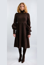 Biba Original 1970s Vintage Dress in Brown Polka Dot Needlecord, UK8-10