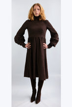 Biba Original 1970s Vintage Dress in Brown Polka Dot Needlecord, UK8-10