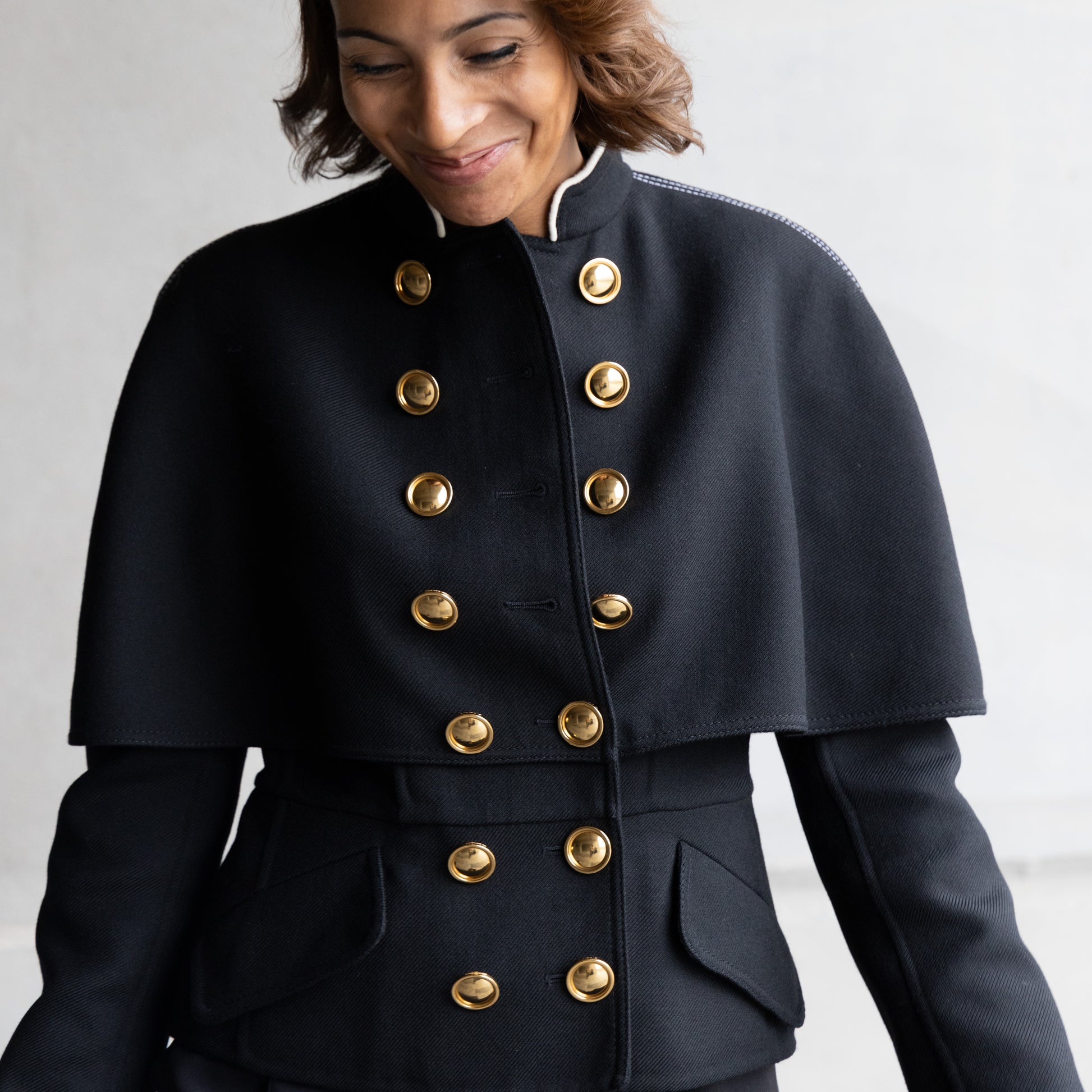 Burberry Military Caped Jacket with Gold Buttons, UK8