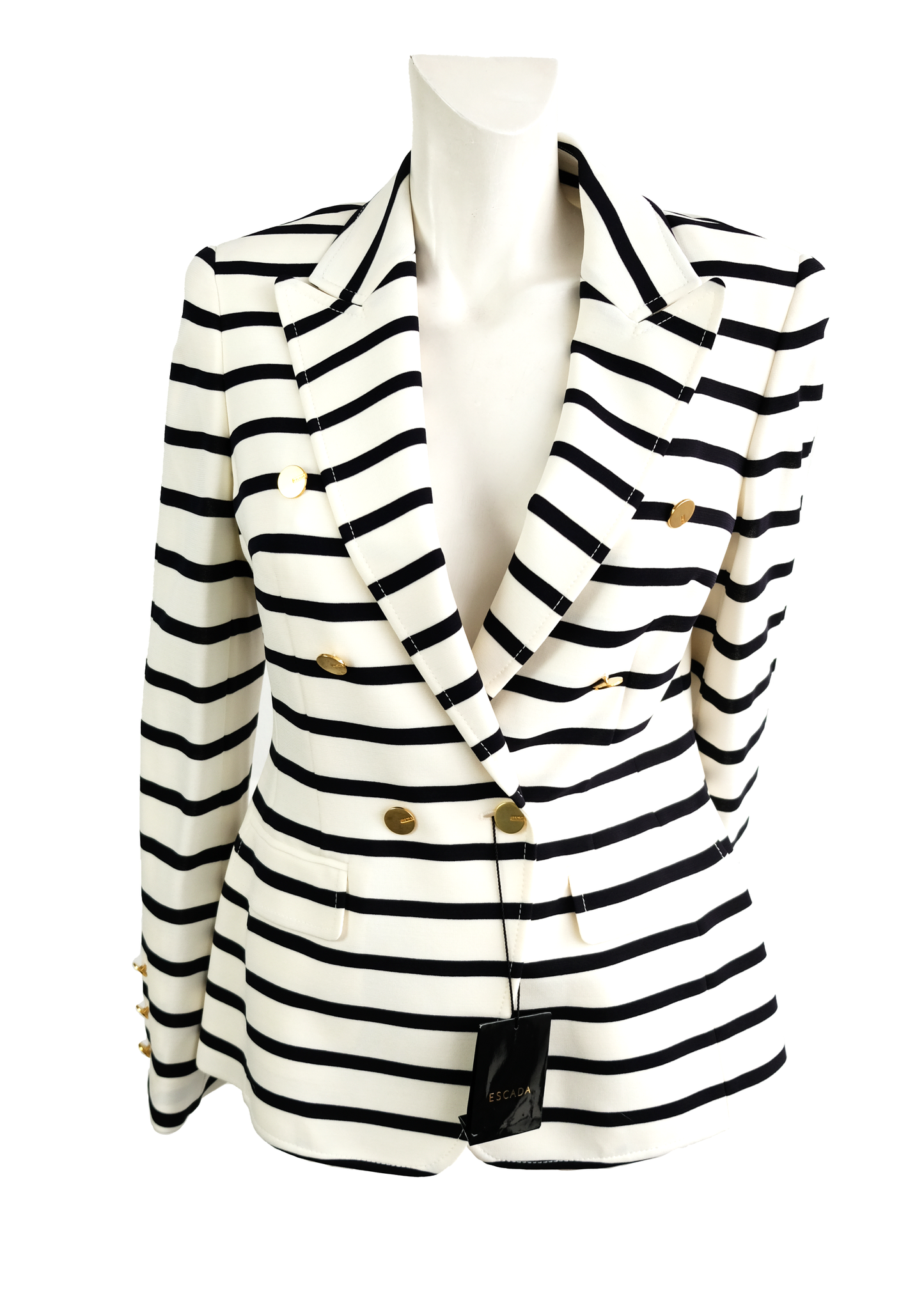 Escada Nautical Blazer in White and Black Stripe, UK10-12