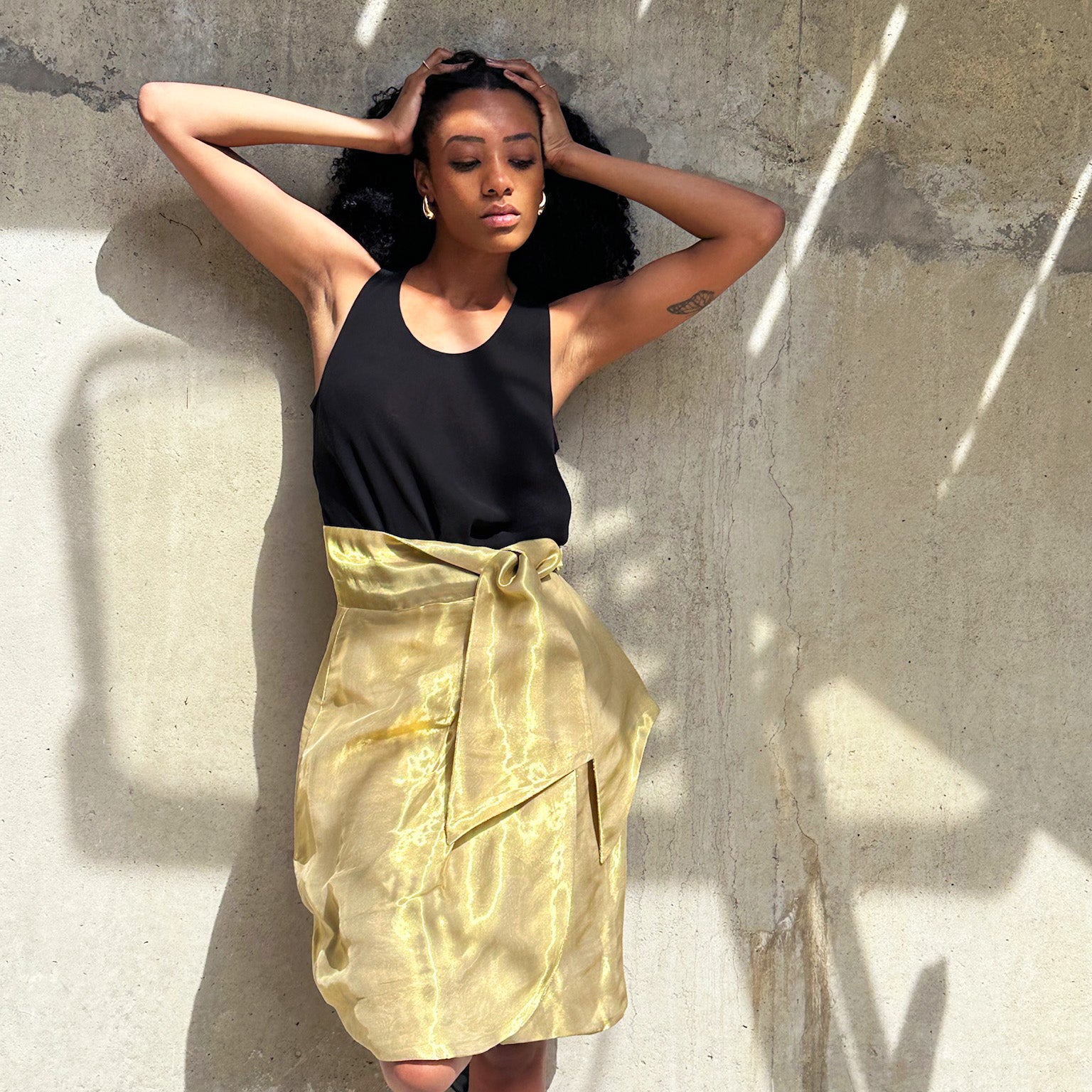 Issa Liquid Gold Organza Wrap Skirt, UK8