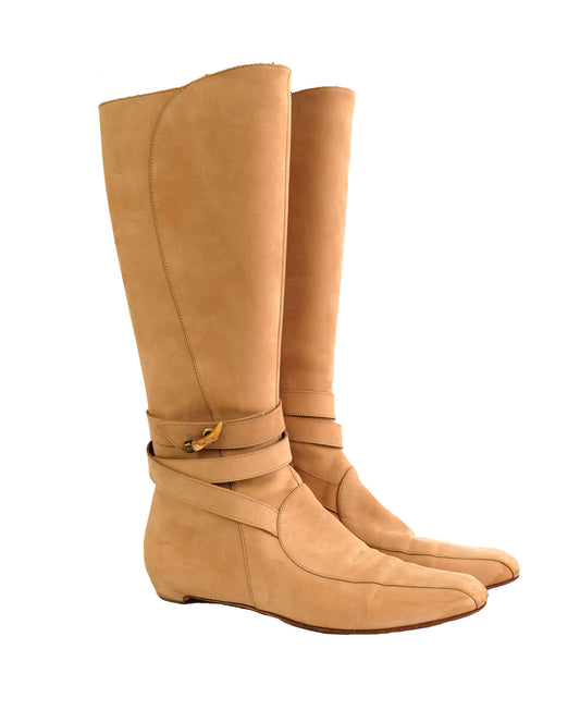 Jimmy Choo Knee Boots in Camel Suede, UK41.5