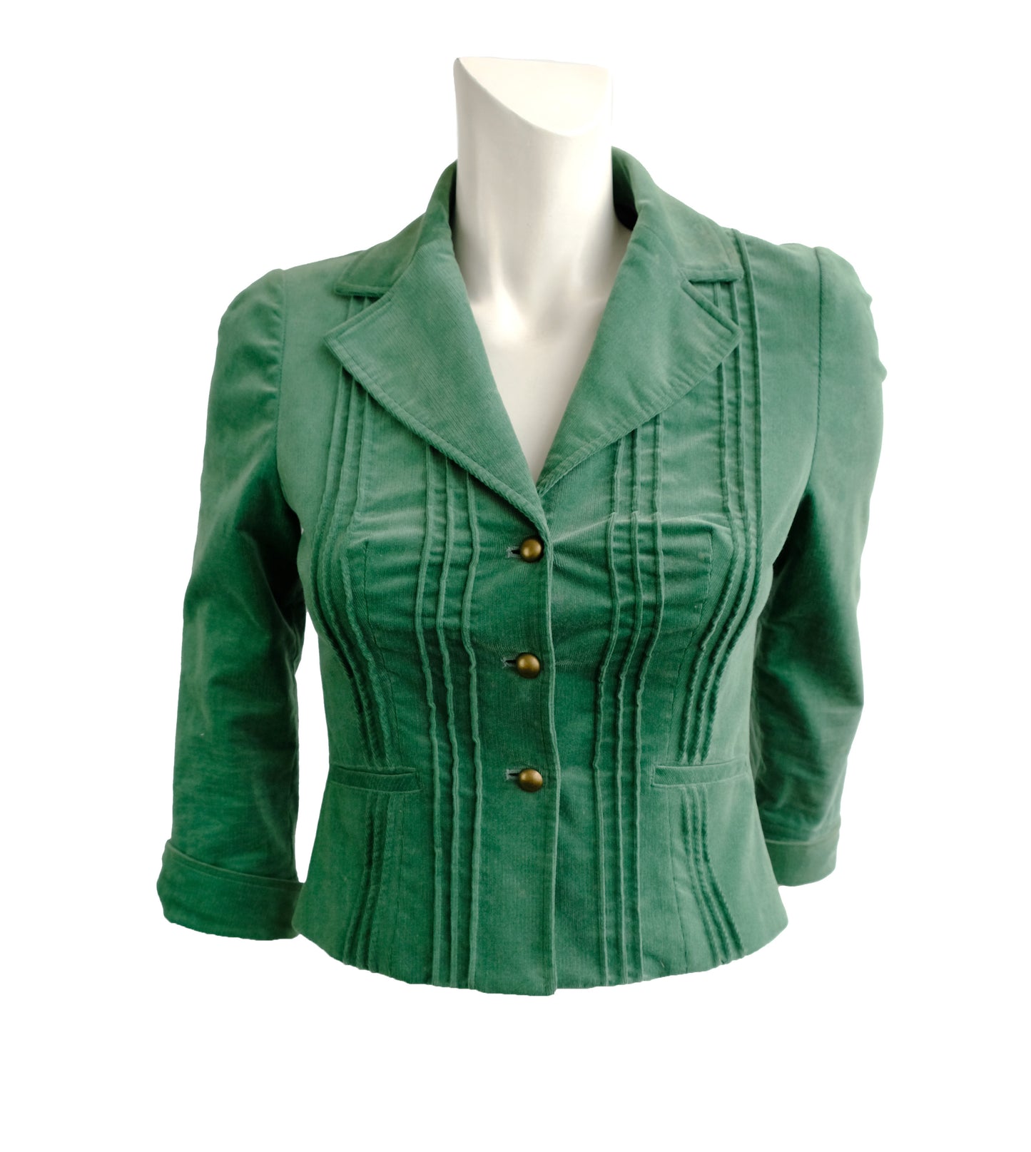 Jocomola de Sybilla Pintuck Jacket in Soft Green Needlecord, UK8