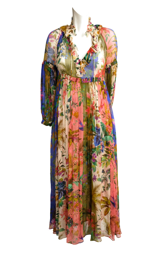 Zimmerman Tropicana Lantern Midi Dress, UK8-10