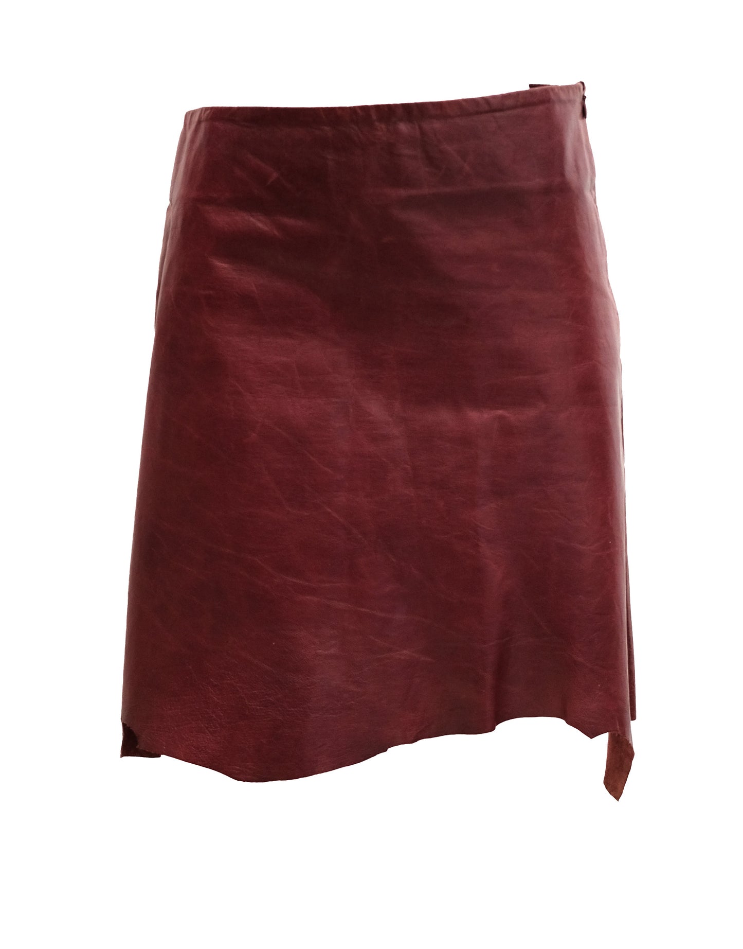 Amaya Arzuaga Vintage Asymmetric A Line Skirt in Oxblood Leather, UK10