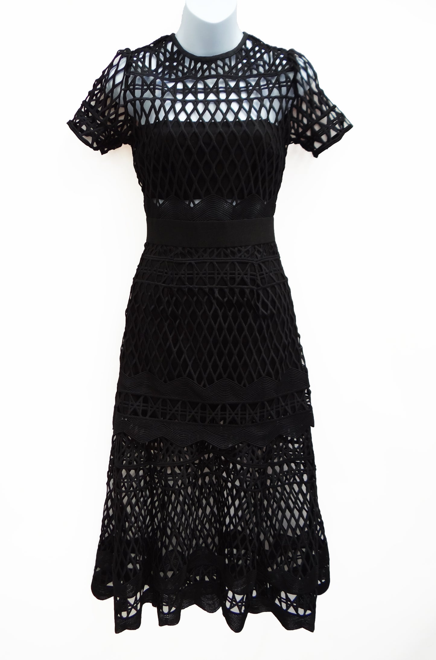 Self Portrait Cutwork Lace Layered  Dress, UK6