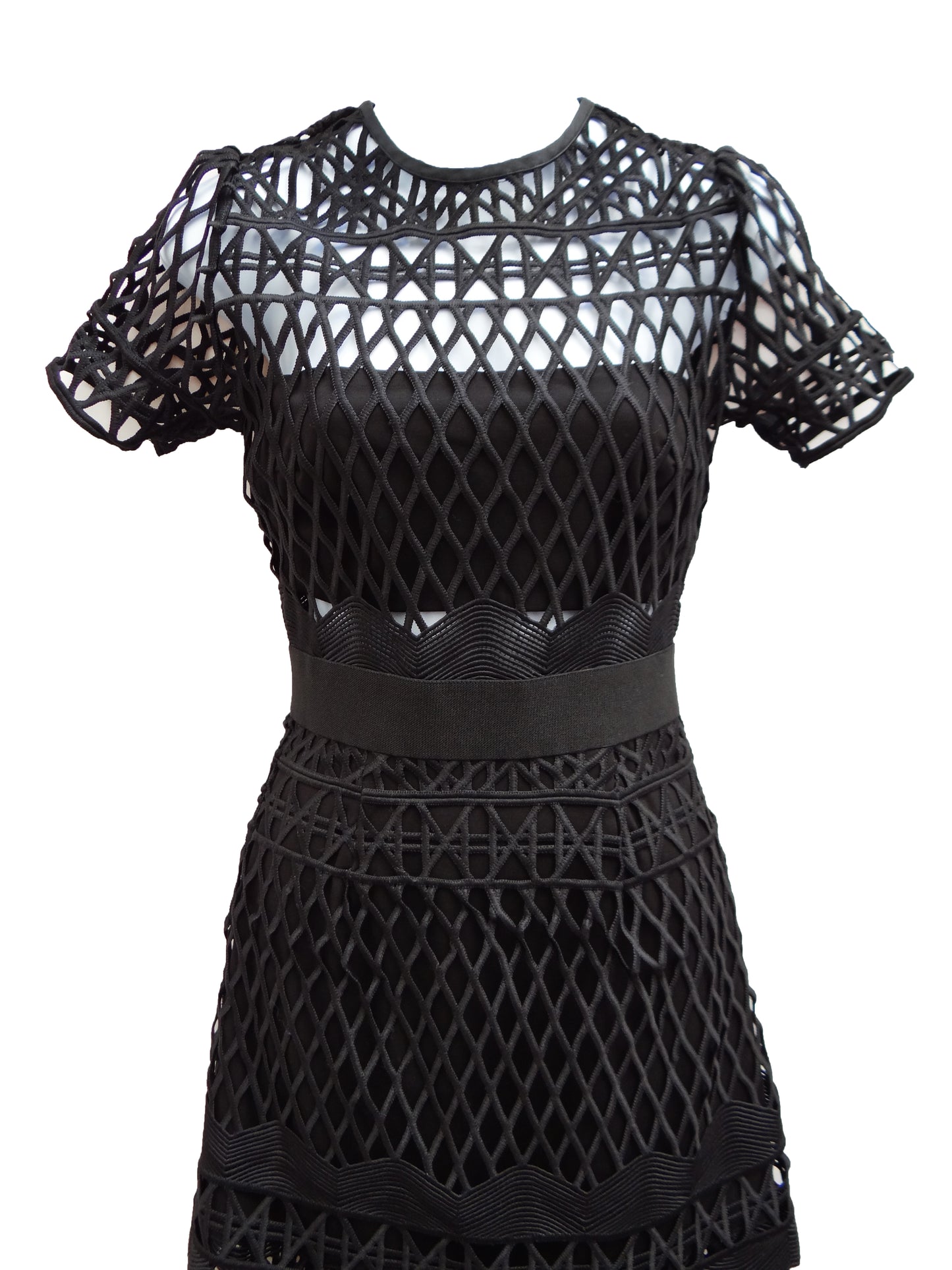 Self Portrait Cutwork Lace Layered  Dress, UK6