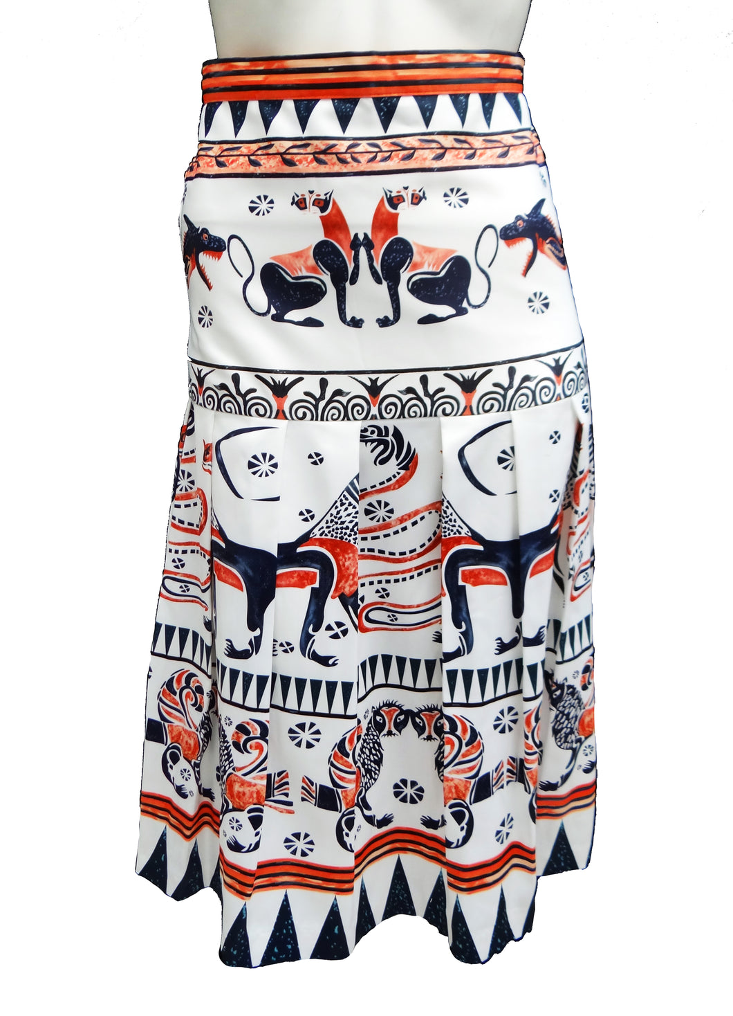 Gucci Frieze Print Pleated Silk Skirt, UK8-10
