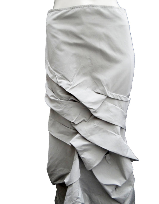 Sylvia Heise Silver Grey Taffeta Tiered Ruffle Skirt, UK10