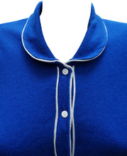 Vintage Electric Blue Cashmere Collared Cardigan with Piping S/M