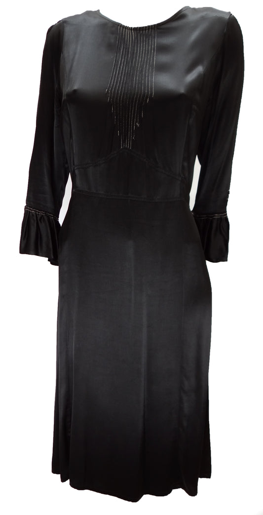 Justin Case Black Satin Tea Dress UK12-14