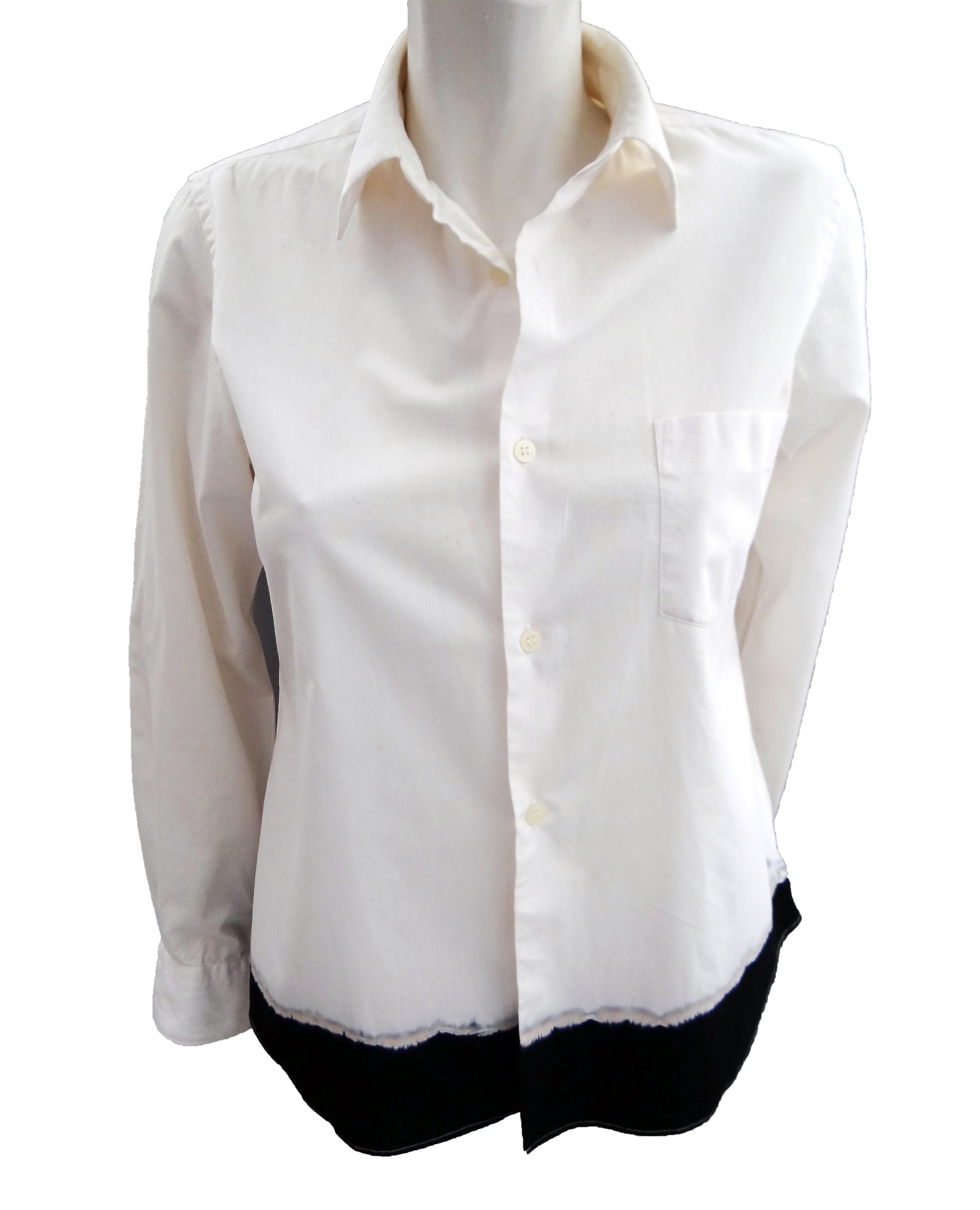 Comme des Garcons Black Label White Shirt with Dip Dyed Hem, UK10