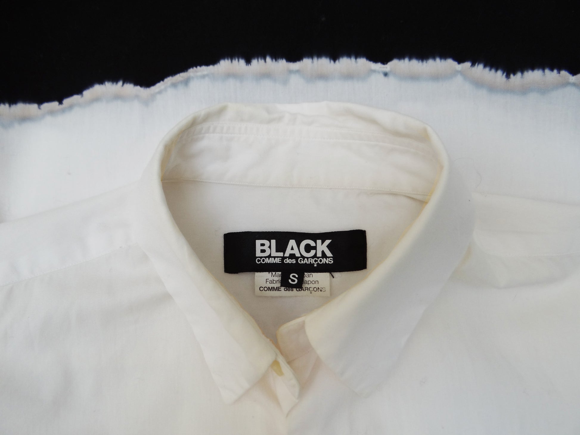 Comme des Garcons Black Label White Shirt with Dip Dyed Hem, UK10