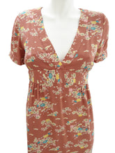 Freda Floral Rose Silk Summer Dress UK14