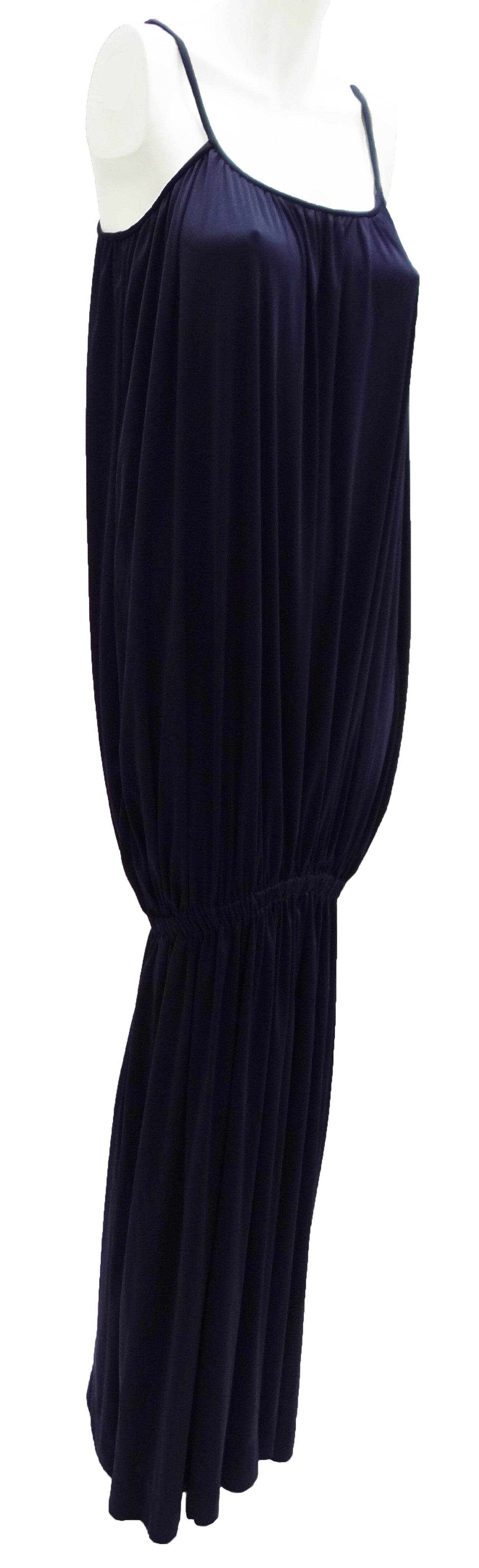 Vintage Lanvin Navy Blue Tubular Evening Gown UK12