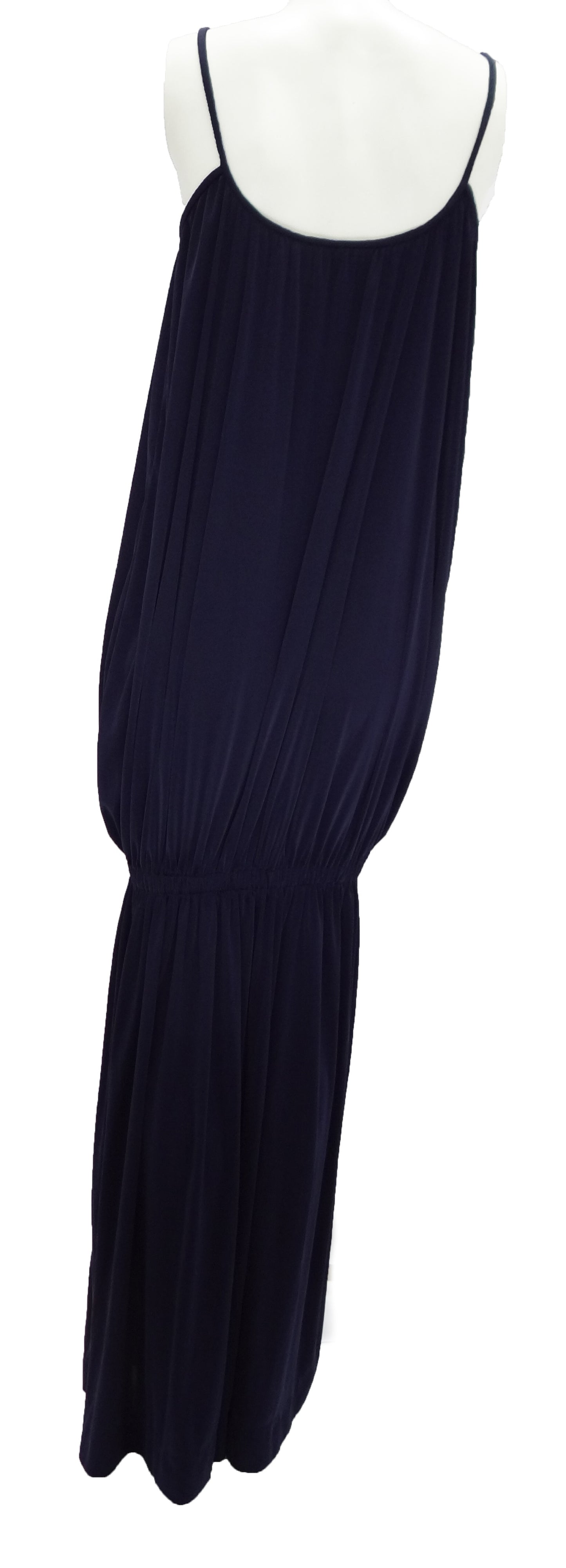 Vintage Lanvin Navy Blue Tubular Evening Gown UK12