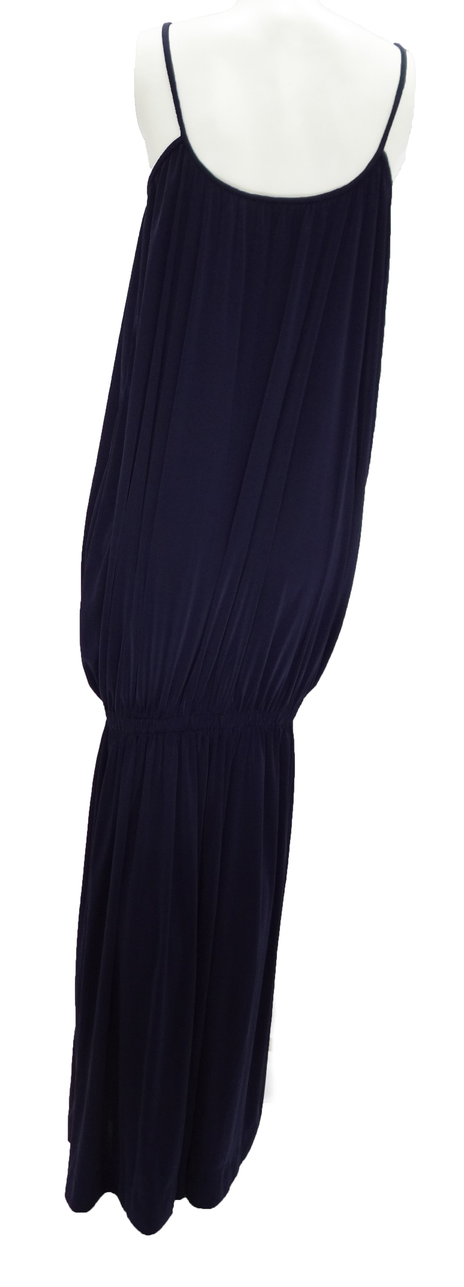 Vintage Lanvin Navy Blue Tubular Evening Gown UK12