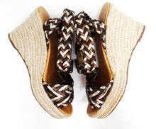 Hermes Rope Soled Platform Wedges with Plaited Straps, UK4