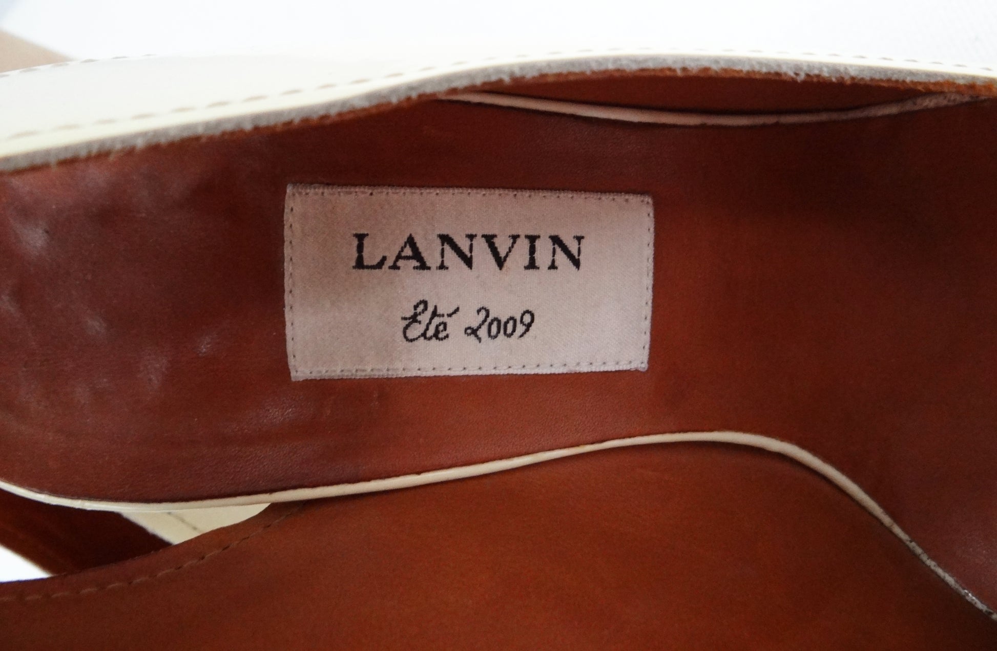 Lanvin Two Tone Patent Slingbacks with Wooden Heels and Platforms, UK6.5