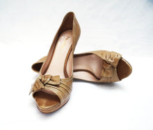 Prada Peep-toe Heels in Tan Leather, UK5.5