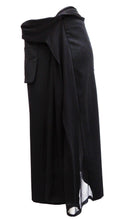 Yohji Yamamoto  Skirt with Chiffon Panel and Wrap Belt, UK10