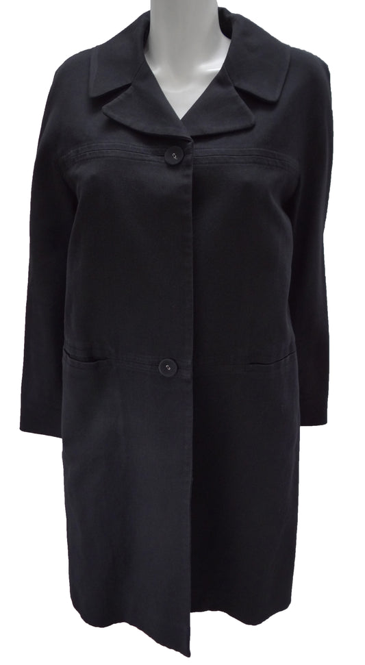 Nicole Farhi Black Linen Duster Coat UK12