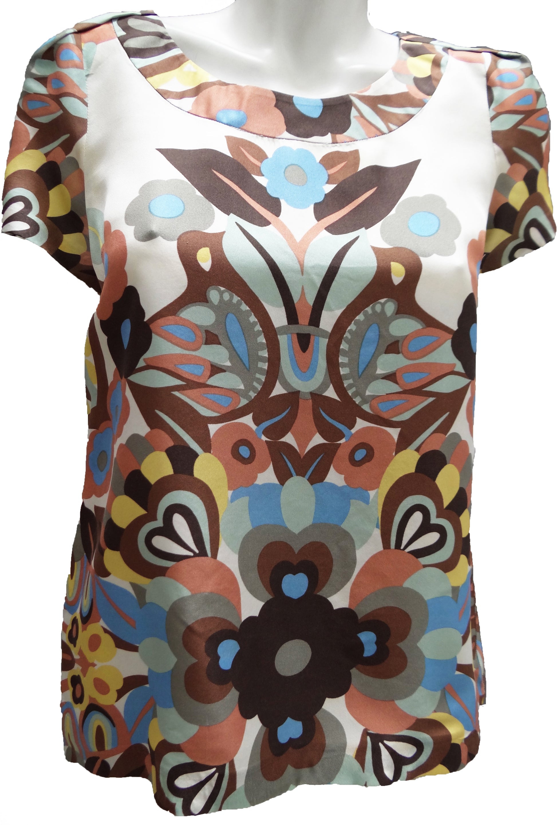 See by Chloe Silk Patterned Short Sleeved Top UK10