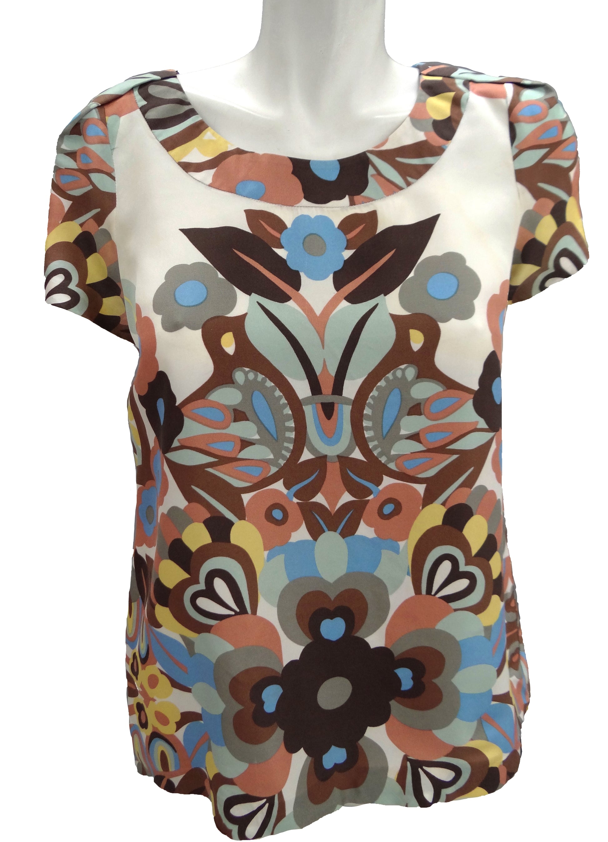 See by Chloe Silk Patterned Short Sleeved Top, UK10