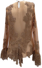 Alberta Ferretti Sheer Flesh Coloured Lace Blouse UK10