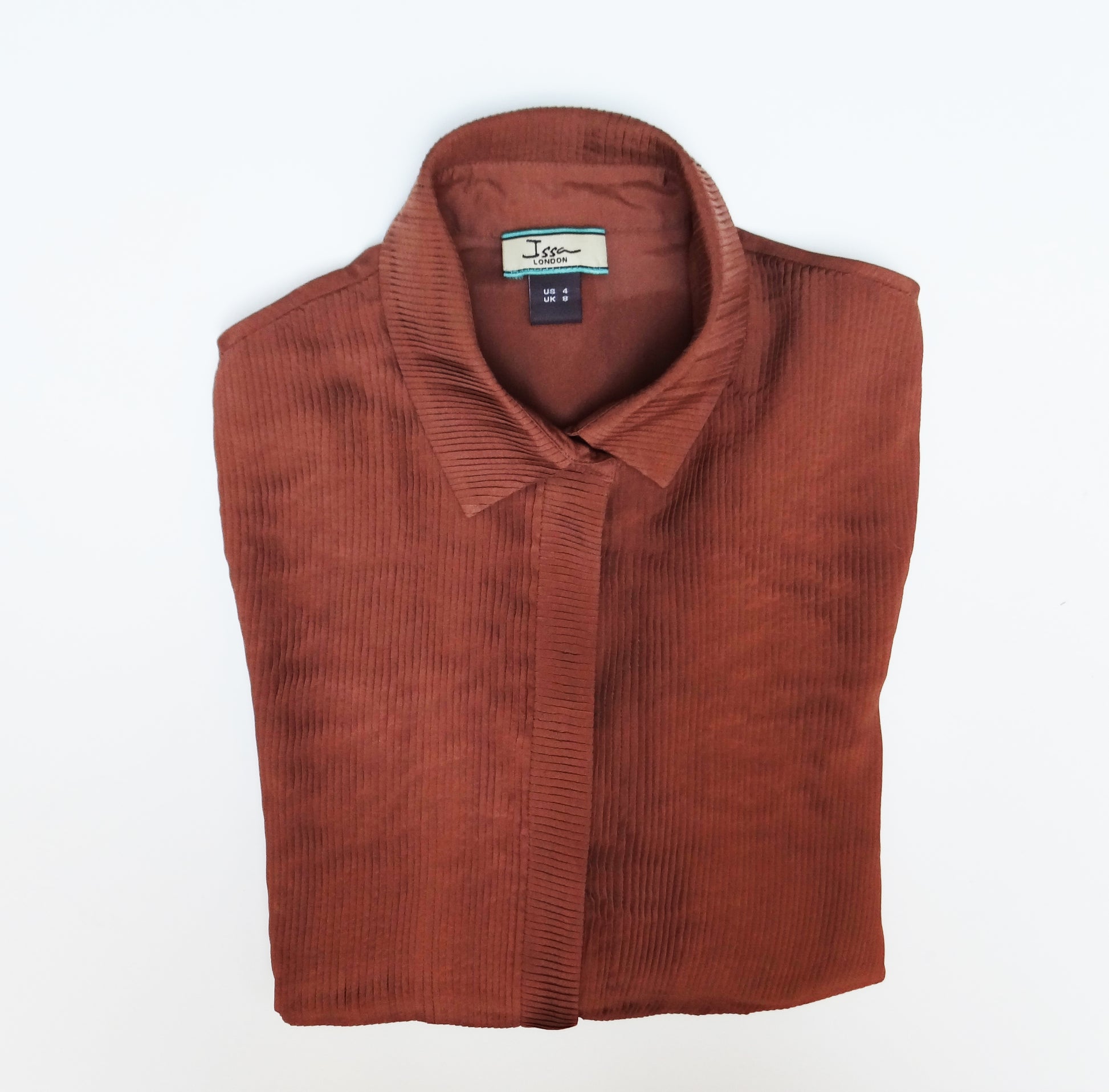 Issa Pintuck Blouse in Cinnamon Silk, UK8