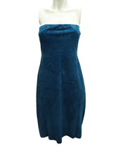Tahari Petrol Blue Strapless Suede Sheath Dress, UK10-12