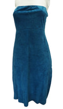 Tahari Petrol Blue Strapless Suede Sheath Dress Uk10-12